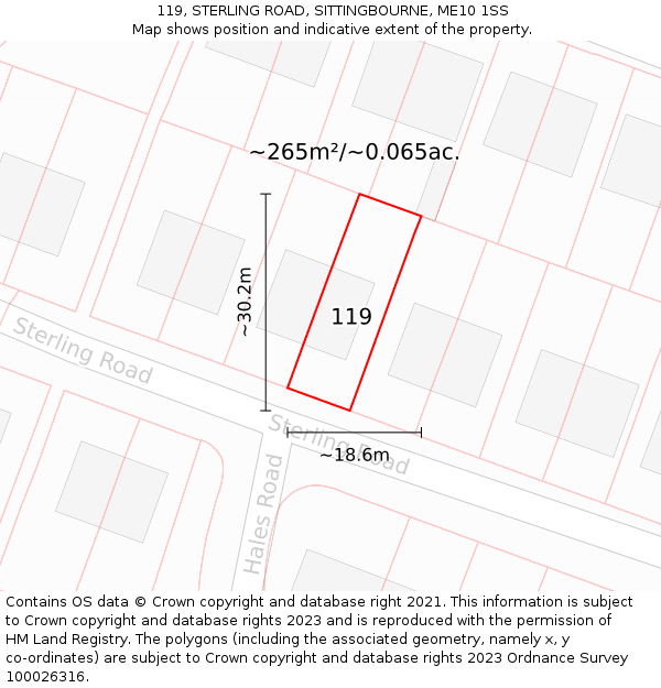 119, STERLING ROAD, SITTINGBOURNE, ME10 1SS: Plot and title map