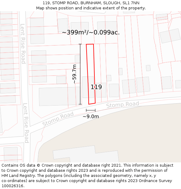 119, STOMP ROAD, BURNHAM, SLOUGH, SL1 7NN: Plot and title map