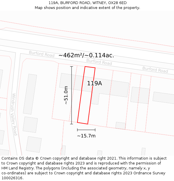 119A, BURFORD ROAD, WITNEY, OX28 6ED: Plot and title map