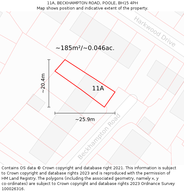 11A, BECKHAMPTON ROAD, POOLE, BH15 4PH: Plot and title map
