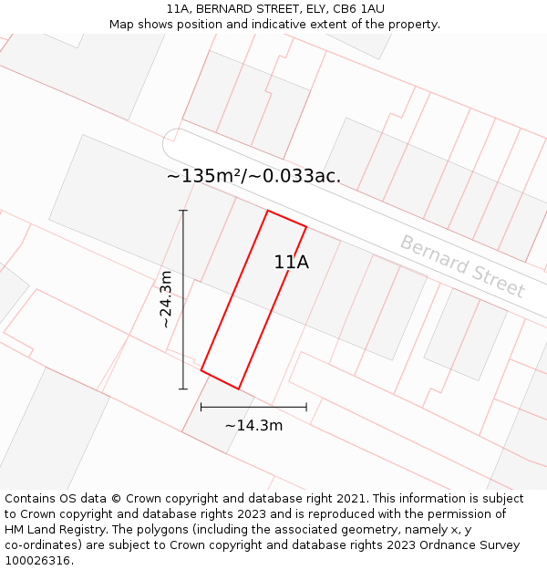 11A, BERNARD STREET, ELY, CB6 1AU: Plot and title map