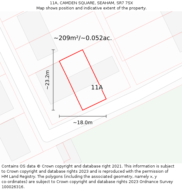 11A, CAMDEN SQUARE, SEAHAM, SR7 7SX: Plot and title map