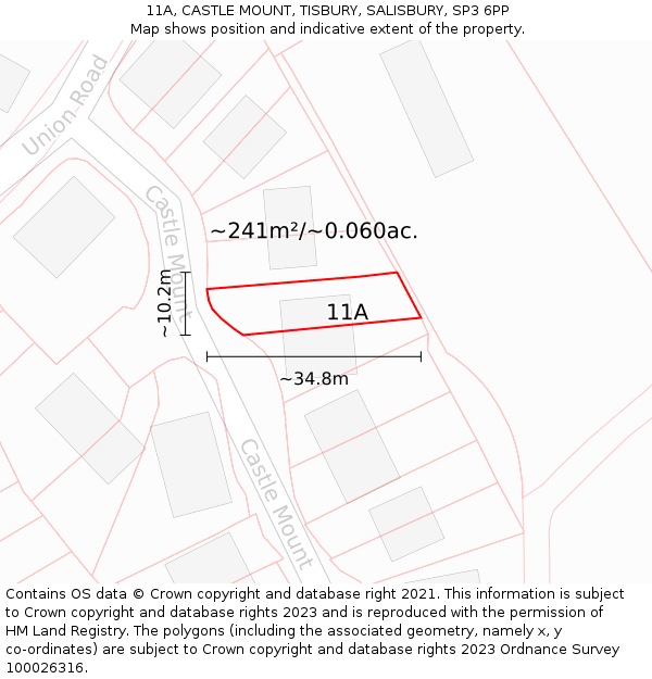 11A, CASTLE MOUNT, TISBURY, SALISBURY, SP3 6PP: Plot and title map