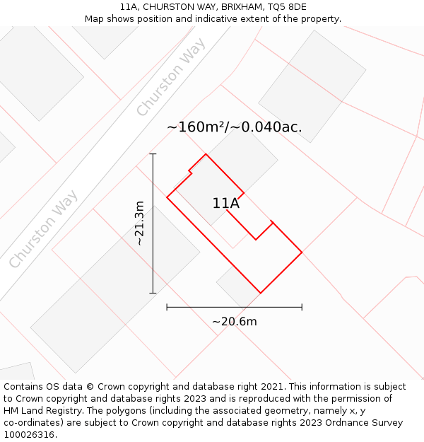 11A, CHURSTON WAY, BRIXHAM, TQ5 8DE: Plot and title map