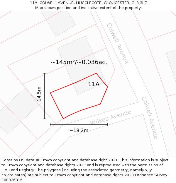 11A, COLWELL AVENUE, HUCCLECOTE, GLOUCESTER, GL3 3LZ: Plot and title map
