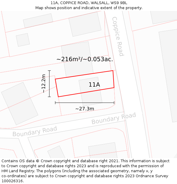 11A, COPPICE ROAD, WALSALL, WS9 9BL: Plot and title map