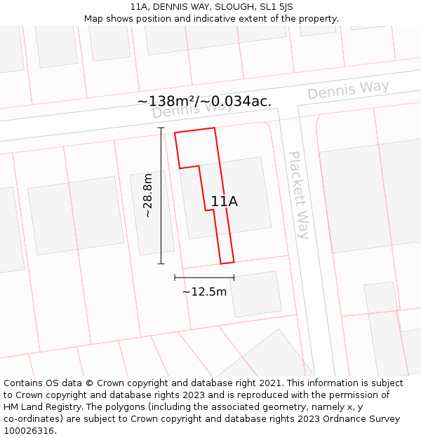 11A, DENNIS WAY, SLOUGH, SL1 5JS: Plot and title map