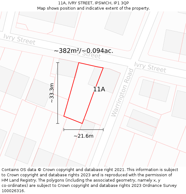 11A, IVRY STREET, IPSWICH, IP1 3QP: Plot and title map