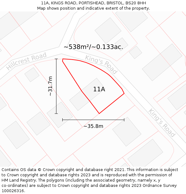11A, KINGS ROAD, PORTISHEAD, BRISTOL, BS20 8HH: Plot and title map