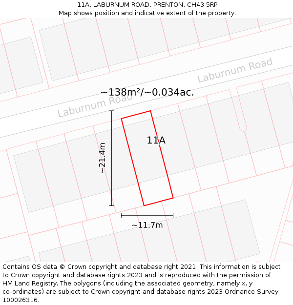 11A, LABURNUM ROAD, PRENTON, CH43 5RP: Plot and title map