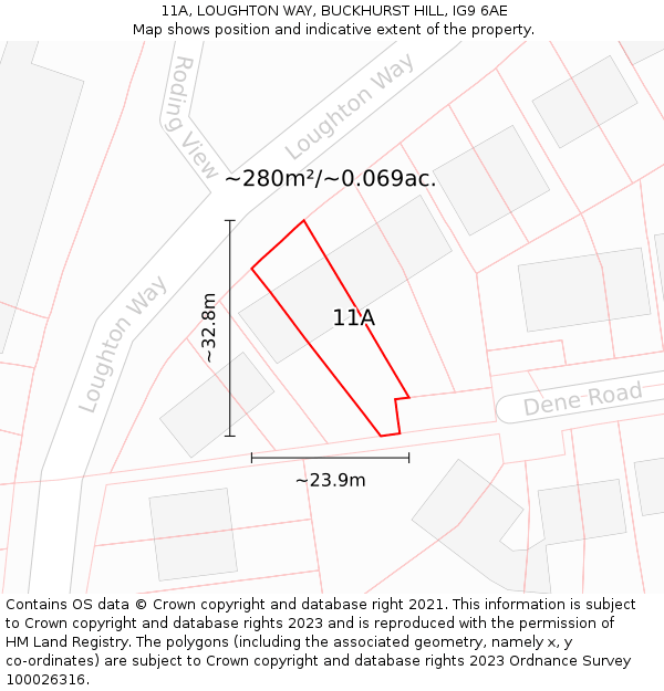 11A, LOUGHTON WAY, BUCKHURST HILL, IG9 6AE: Plot and title map