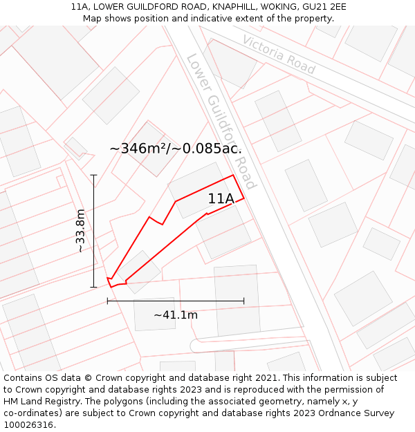 11A, LOWER GUILDFORD ROAD, KNAPHILL, WOKING, GU21 2EE: Plot and title map