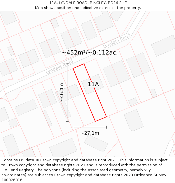 11A, LYNDALE ROAD, BINGLEY, BD16 3HE: Plot and title map