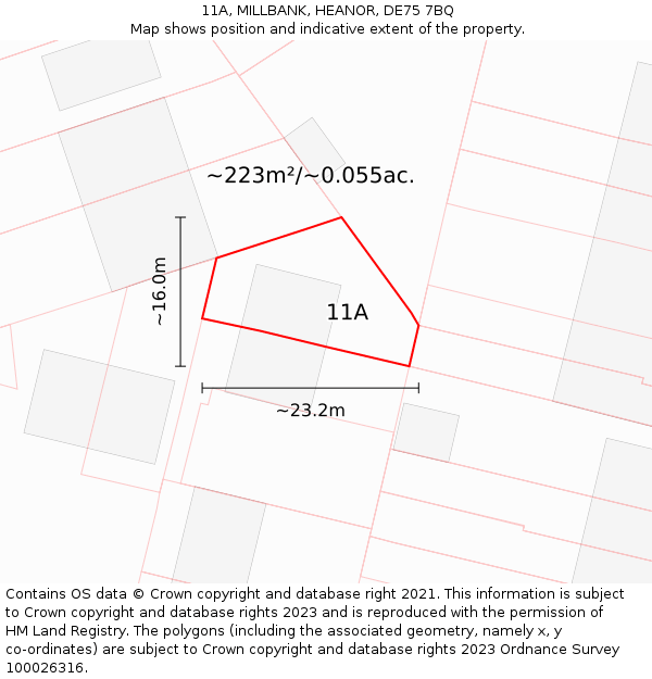 11A, MILLBANK, HEANOR, DE75 7BQ: Plot and title map