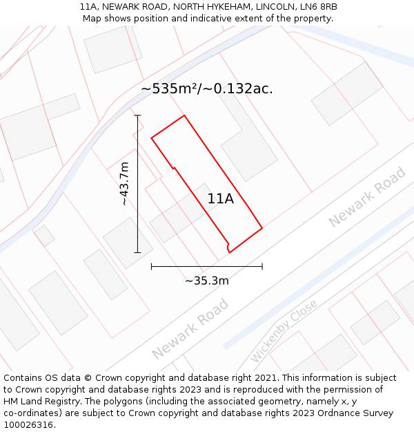 11A, NEWARK ROAD, NORTH HYKEHAM, LINCOLN, LN6 8RB: Plot and title map