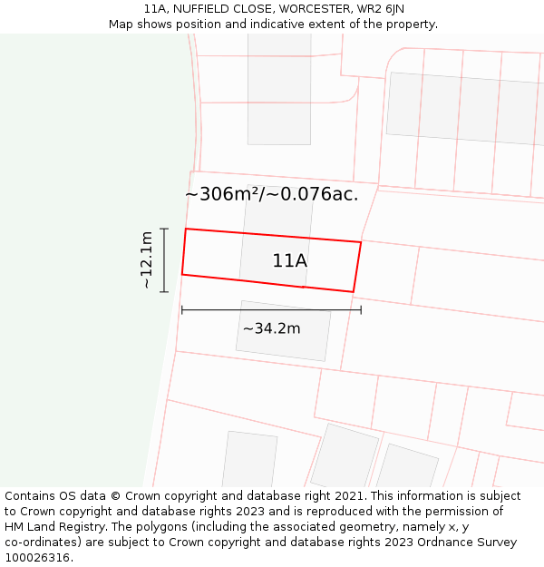 11A, NUFFIELD CLOSE, WORCESTER, WR2 6JN: Plot and title map