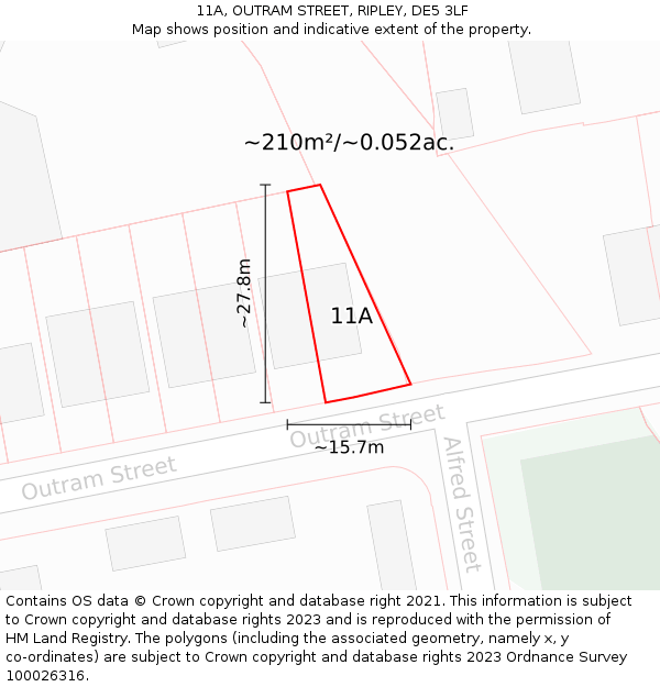 11A, OUTRAM STREET, RIPLEY, DE5 3LF: Plot and title map