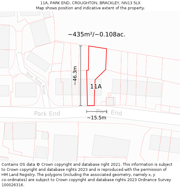 11A, PARK END, CROUGHTON, BRACKLEY, NN13 5LX: Plot and title map