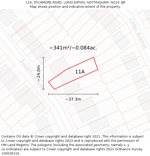 11A, SYCAMORE ROAD, LONG EATON, NOTTINGHAM, NG10 3JR: Plot and title map