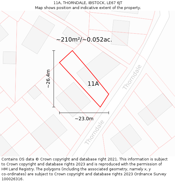 11A, THORNDALE, IBSTOCK, LE67 6JT: Plot and title map