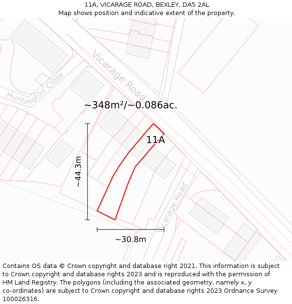 11A, VICARAGE ROAD, BEXLEY, DA5 2AL: Plot and title map