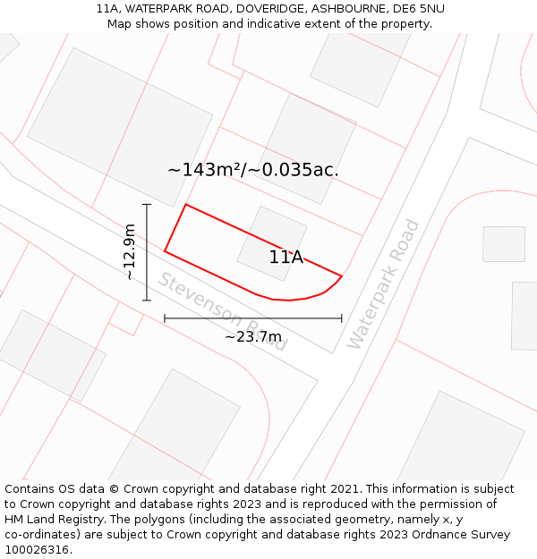 11A, WATERPARK ROAD, DOVERIDGE, ASHBOURNE, DE6 5NU: Plot and title map
