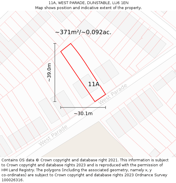 11A, WEST PARADE, DUNSTABLE, LU6 1EN: Plot and title map