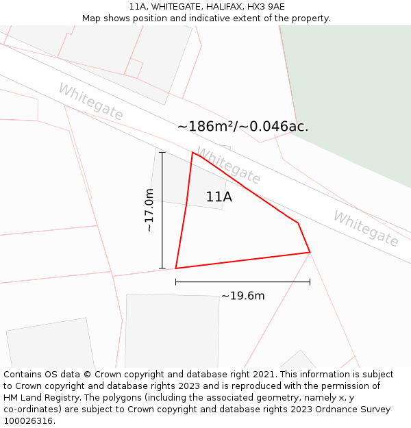 11A, WHITEGATE, HALIFAX, HX3 9AE: Plot and title map