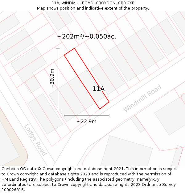 11A, WINDMILL ROAD, CROYDON, CR0 2XR: Plot and title map