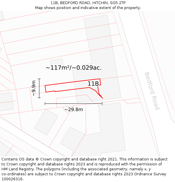11B, BEDFORD ROAD, HITCHIN, SG5 2TP: Plot and title map