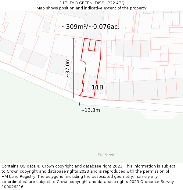 11B, FAIR GREEN, DISS, IP22 4BQ: Plot and title map