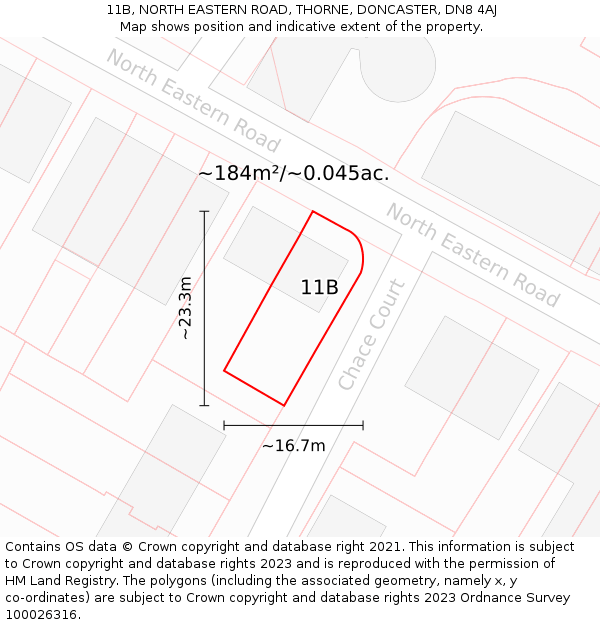 11B, NORTH EASTERN ROAD, THORNE, DONCASTER, DN8 4AJ: Plot and title map