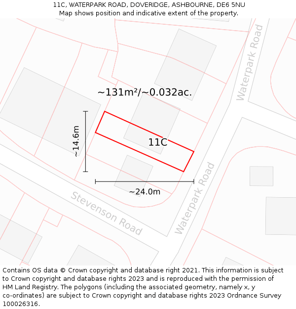 11C, WATERPARK ROAD, DOVERIDGE, ASHBOURNE, DE6 5NU: Plot and title map