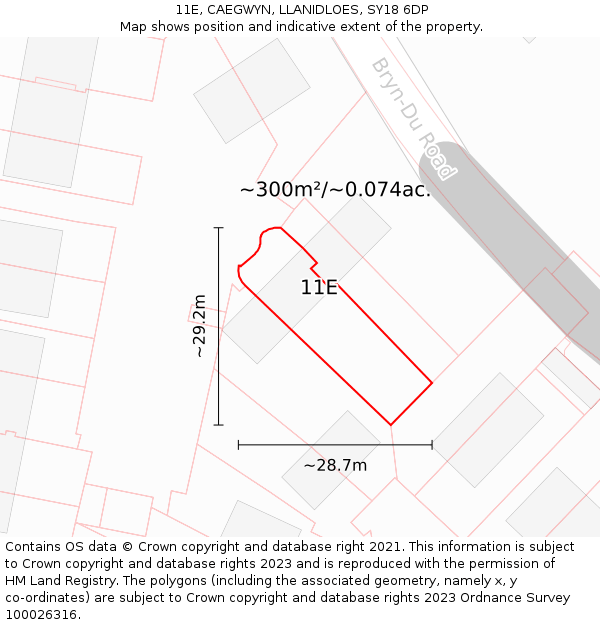 11E, CAEGWYN, LLANIDLOES, SY18 6DP: Plot and title map