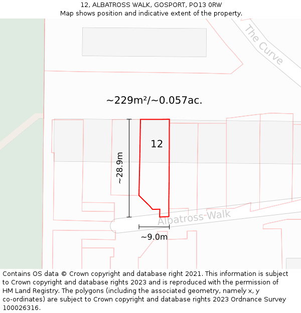 12, ALBATROSS WALK, GOSPORT, PO13 0RW: Plot and title map