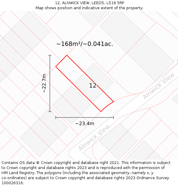 12, ALNWICK VIEW, LEEDS, LS16 5RP: Plot and title map