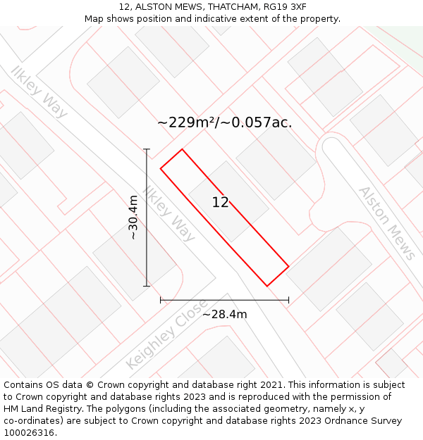12, ALSTON MEWS, THATCHAM, RG19 3XF: Plot and title map
