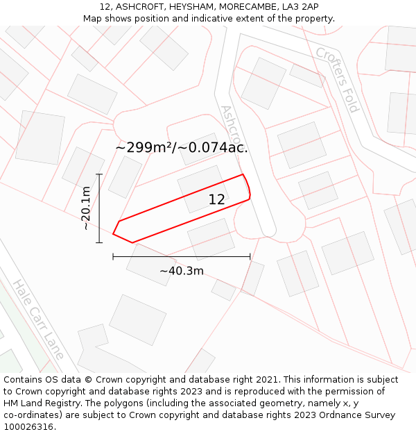 12, ASHCROFT, HEYSHAM, MORECAMBE, LA3 2AP: Plot and title map