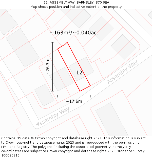 12, ASSEMBLY WAY, BARNSLEY, S70 6EA: Plot and title map