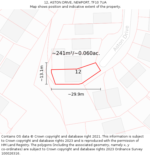 12, ASTON DRIVE, NEWPORT, TF10 7UA: Plot and title map