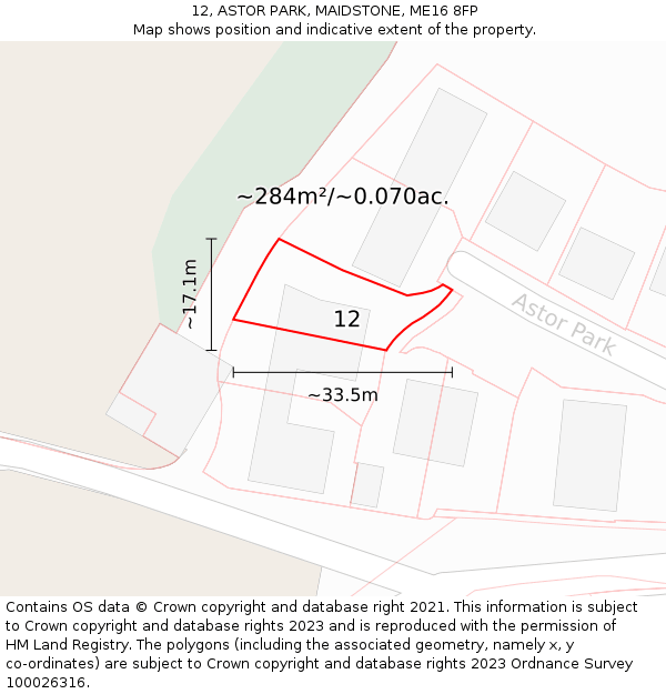 12, ASTOR PARK, MAIDSTONE, ME16 8FP: Plot and title map