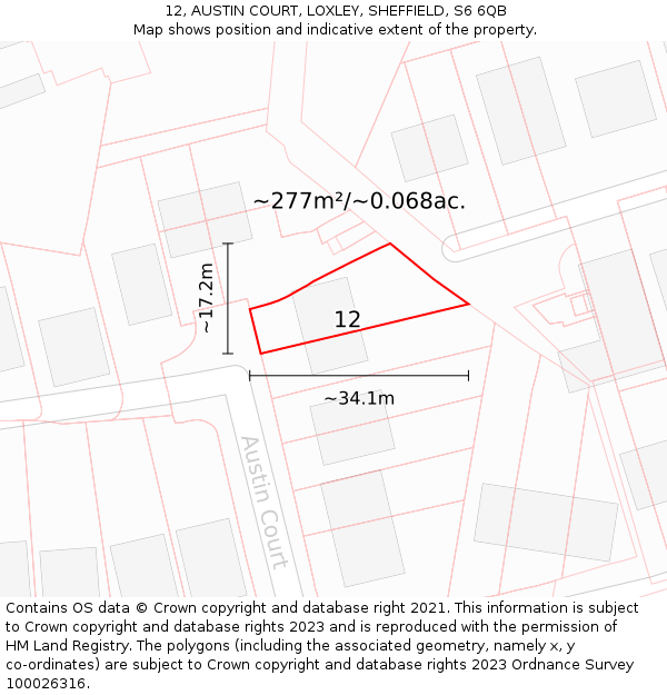 12, AUSTIN COURT, LOXLEY, SHEFFIELD, S6 6QB: Plot and title map