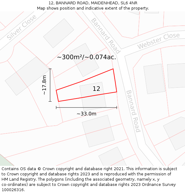 12, BANNARD ROAD, MAIDENHEAD, SL6 4NR: Plot and title map