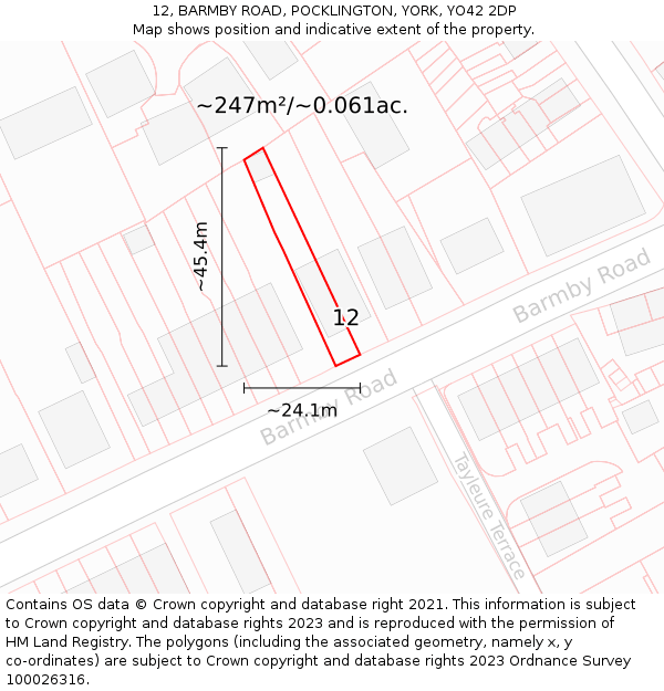 12, BARMBY ROAD, POCKLINGTON, YORK, YO42 2DP: Plot and title map