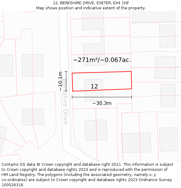 12, BERKSHIRE DRIVE, EXETER, EX4 1NF: Plot and title map