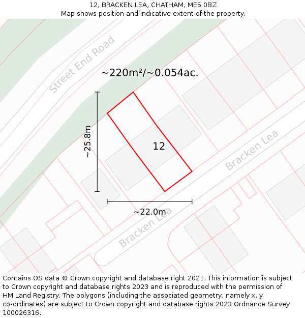 12, BRACKEN LEA, CHATHAM, ME5 0BZ: Plot and title map