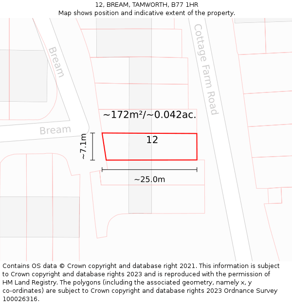 12, BREAM, TAMWORTH, B77 1HR: Plot and title map
