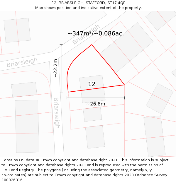 12, BRIARSLEIGH, STAFFORD, ST17 4QP: Plot and title map