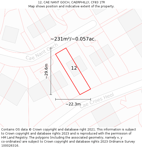 12, CAE NANT GOCH, CAERPHILLY, CF83 1TR: Plot and title map