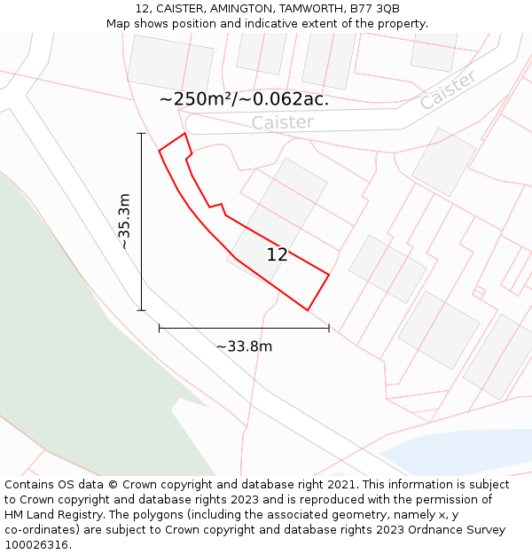 12, CAISTER, AMINGTON, TAMWORTH, B77 3QB: Plot and title map